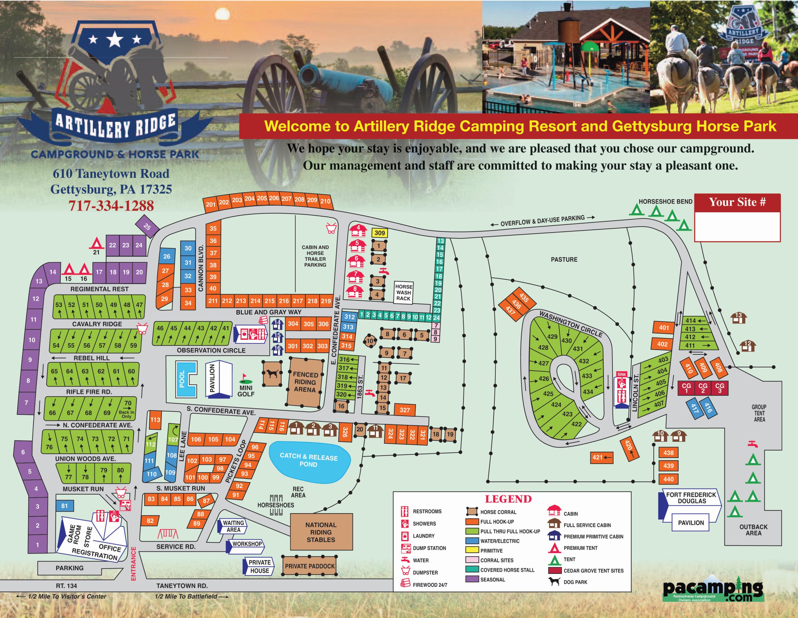 Artillery Ridge Campground & Horse Park Map